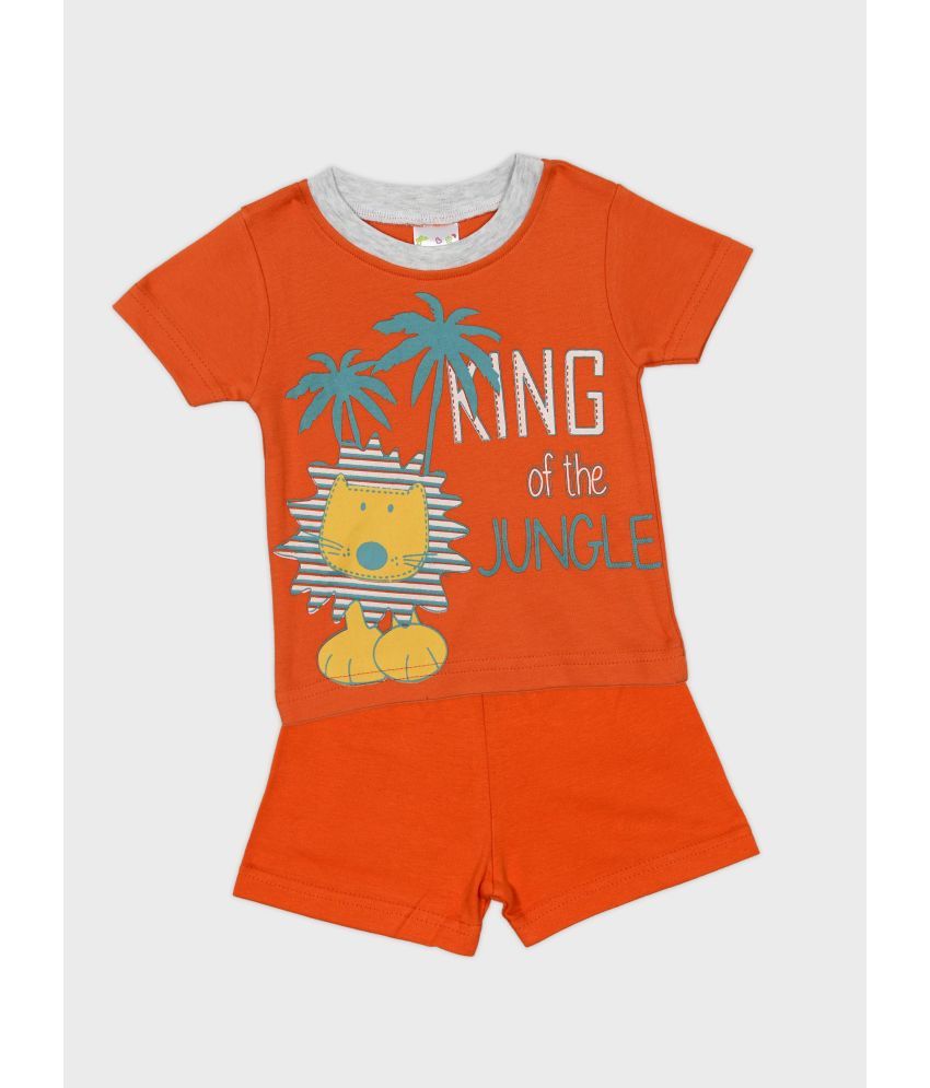     			Me N My CLOSET - Orange Cotton Unisex T-Shirt & Shorts ( Pack of 1 )