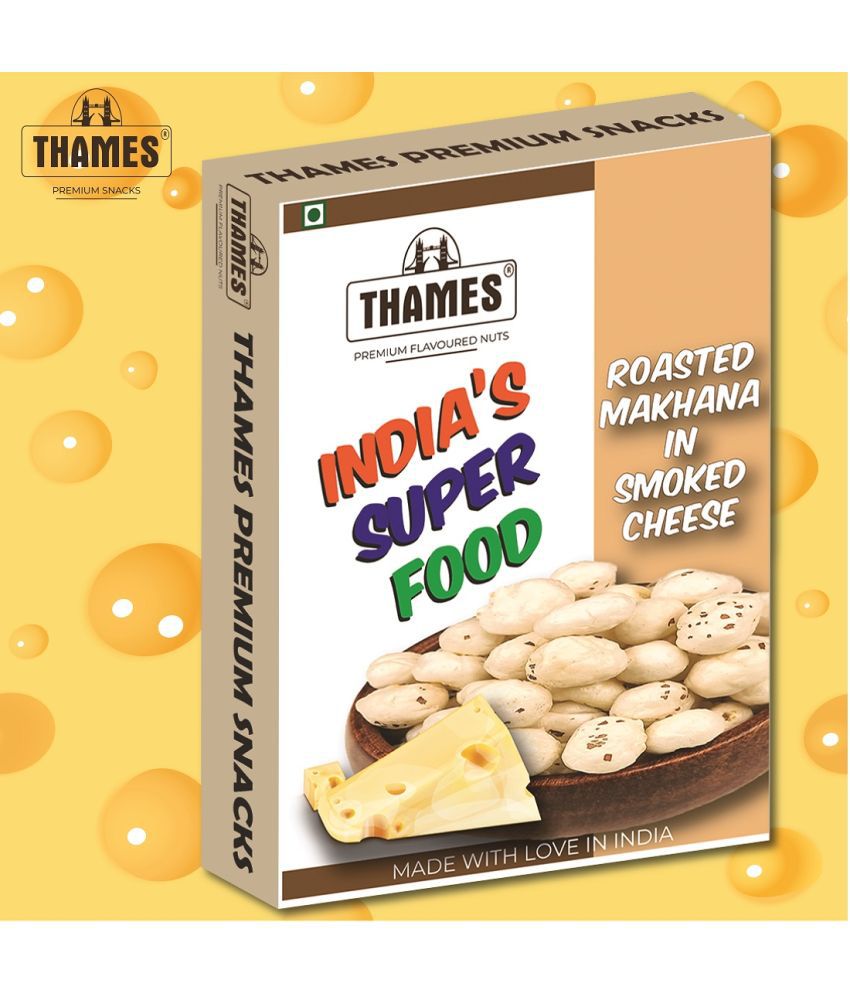 Thames Premium roasted Makhana (Fox Nut) In Smoked Cheese Flavour | 200 Gms | Lotus Seed Pop/Gorgon Nut Puffed Kernels, 200g, Healthy Snack Low Calorie Gluten Free and Vegan