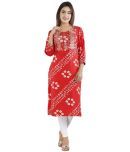 MF Hayat - Red Rayon Women's Straight Kurti ( Pack of 1 )