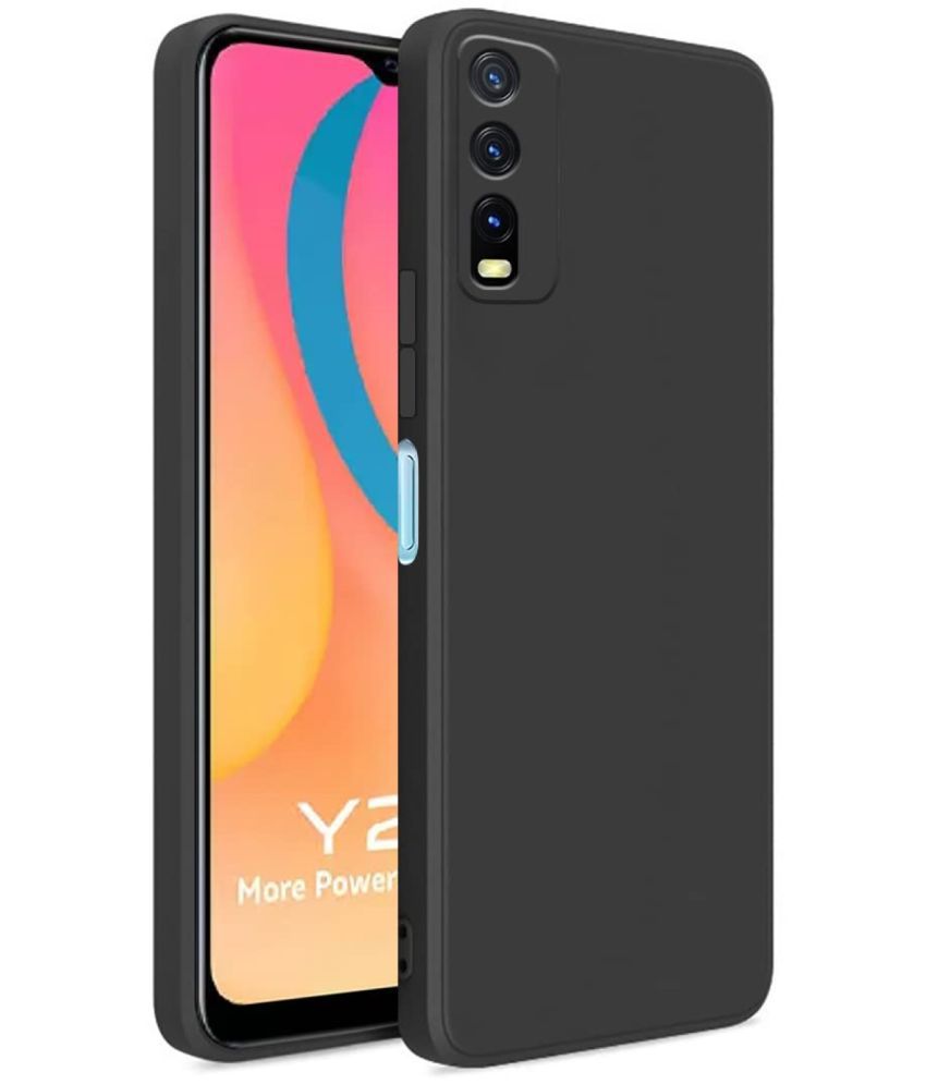     			Case Vault Covers - Black Silicon Plain Cases Compatible For Vivo Y12s ( Pack of 1 )