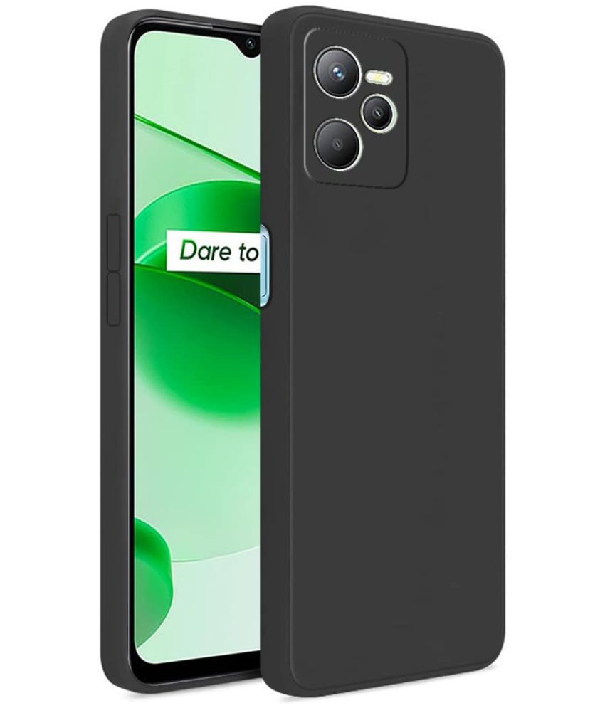     			Case Vault Covers - Black Silicon Plain Cases Compatible For Realme C35 ( Pack of 1 )