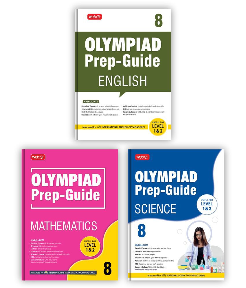     			MTG Olympiad Prep-Guide Class 8 - Achievers Section with IMO-NSO-IEO Chapterwise Previous Year Question Paper For SOF 2023-24 Exam, Set of 3 Books (Mathematics, Science, English)