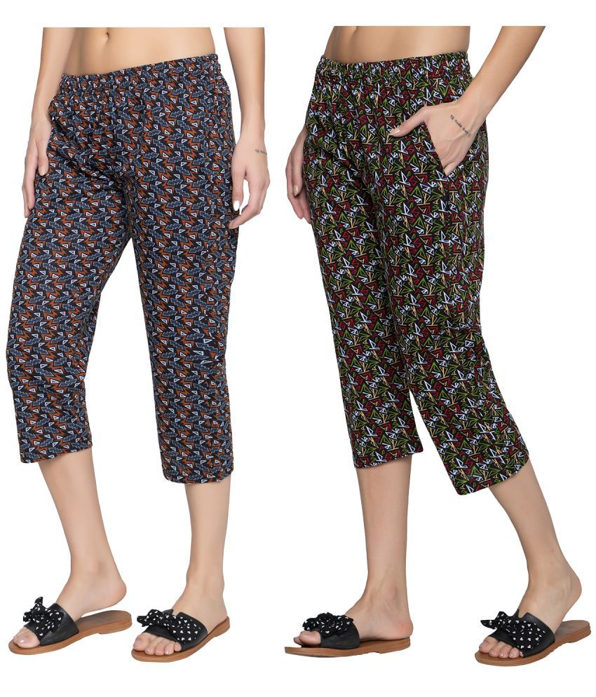     			Zeffit Cotton Capris - Multi Color Pack of 2