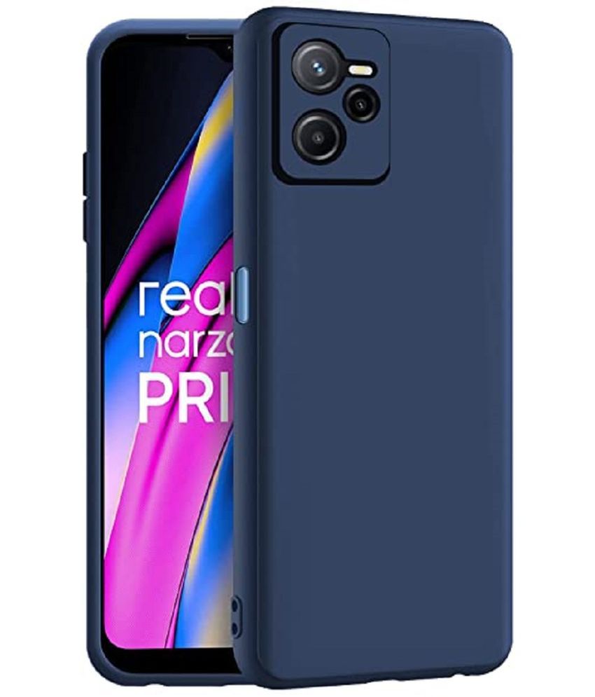     			Case Vault Covers - Blue Silicon Plain Cases Compatible For Realme Narzo 50A Prime ( Pack of 1 )