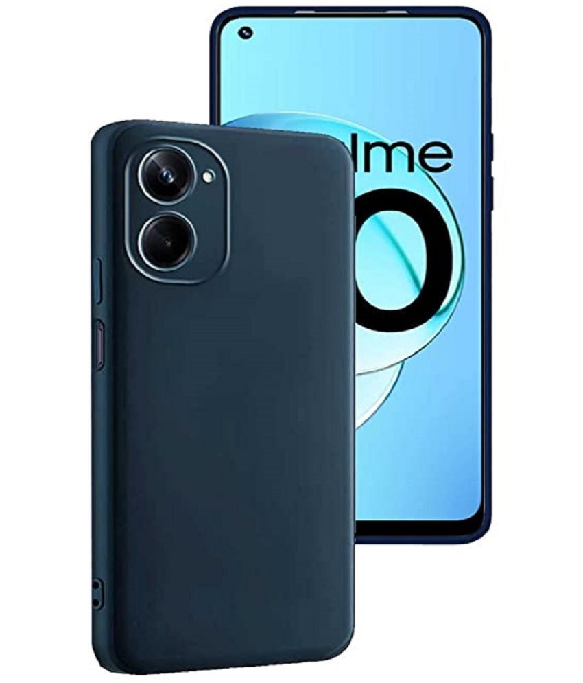     			Case Vault Covers - Blue Silicon Plain Cases Compatible For REALME 10 4G ( Pack of 1 )