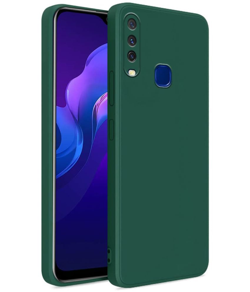     			Case Vault Covers - Green Silicon Plain Cases Compatible For Vivo Y12 ( Pack of 1 )