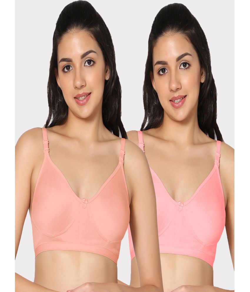     			IN CARE LINGERIE Pack of 2 Cotton Non Padded Women's T-Shirt Bra ( Multicolor )