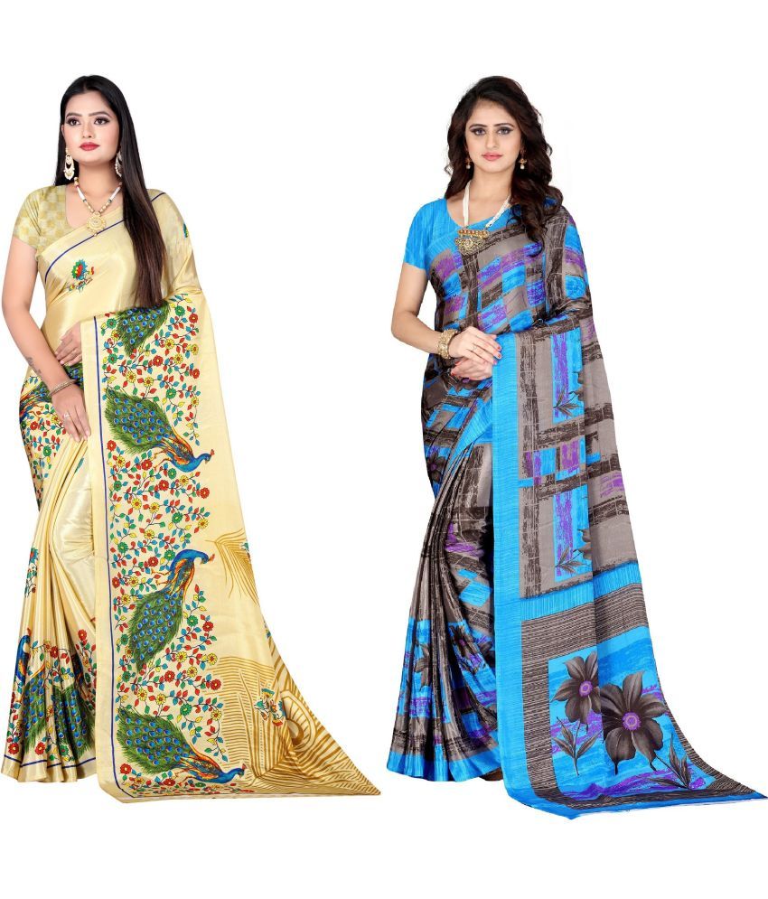     			LEELAVATI - Multicolor Crepe Saree With Blouse Piece ( Pack of 2 )