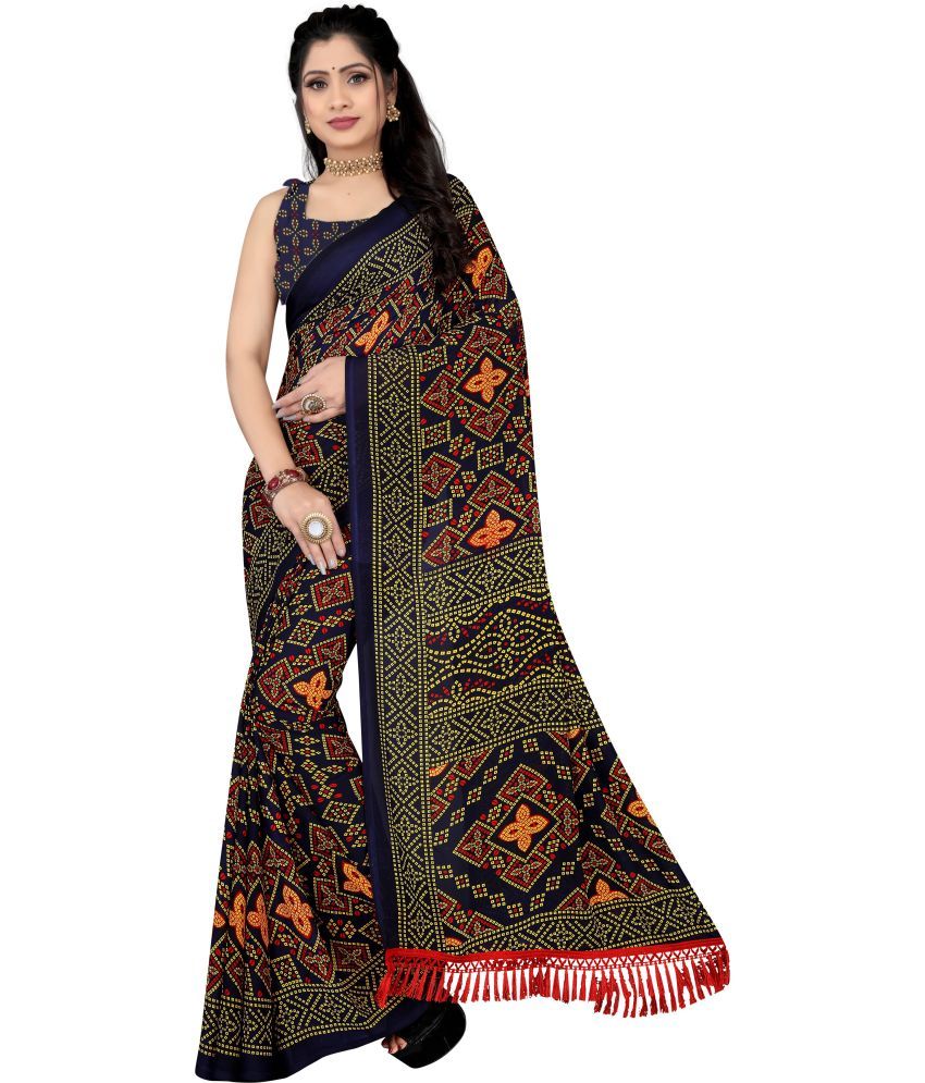     			LEELAVATI - Navy Blue Georgette Saree With Blouse Piece ( Pack of 1 )