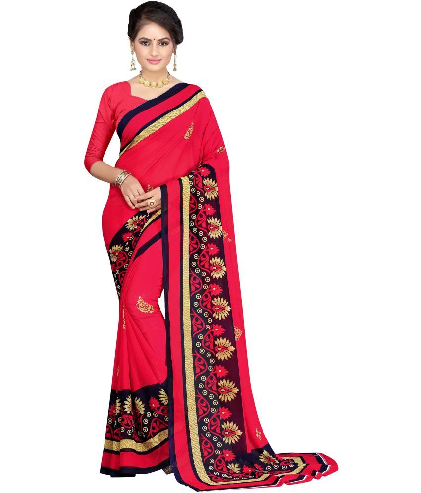     			LEELAVATI - Red Georgette Saree With Blouse Piece ( Pack of 1 )