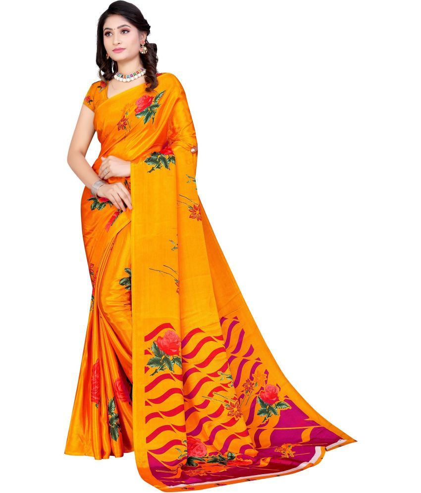     			LEELAVATI - Yellow Crepe Saree With Blouse Piece ( Pack of 1 )