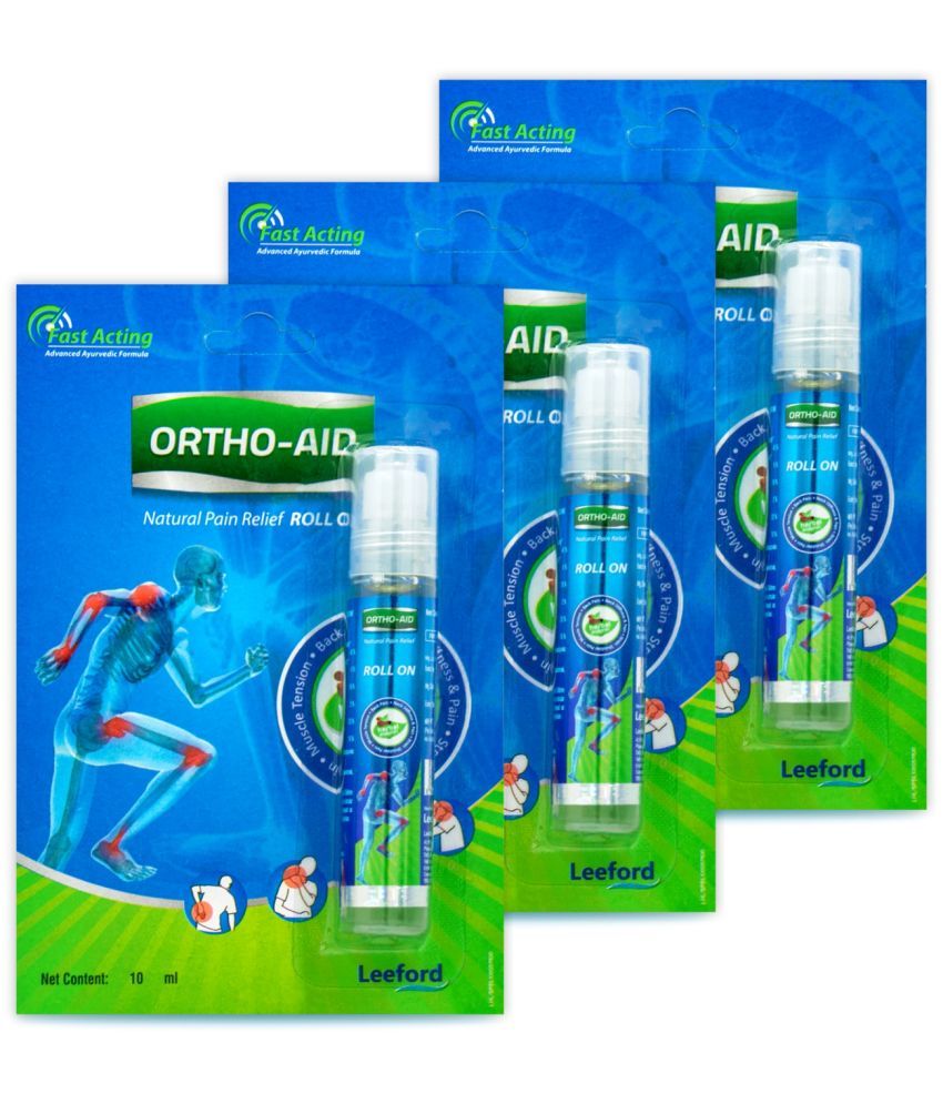     			ORTHO AID Pain Relief Roll On for Muscle & Joint Pain|Instant Relief|Pack of 3, 10ml each