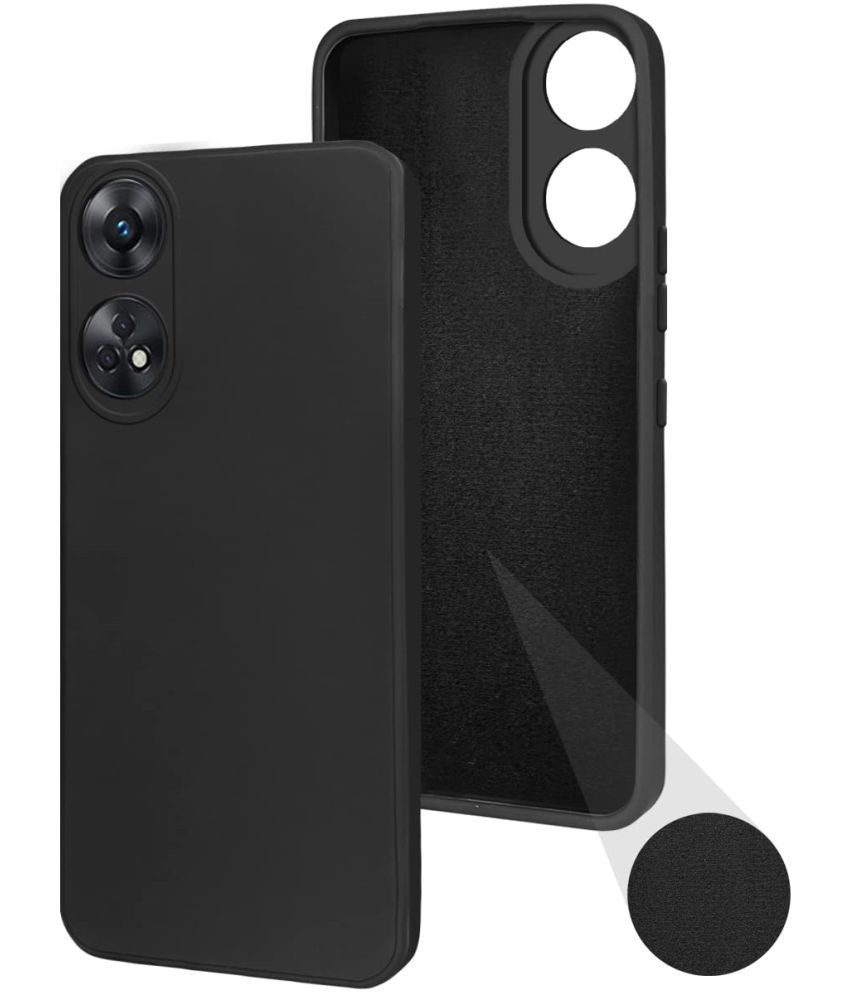    			ZAMN - Black Silicon Plain Cases Compatible For Oppo Reno 8T 5G ( Pack of 1 )