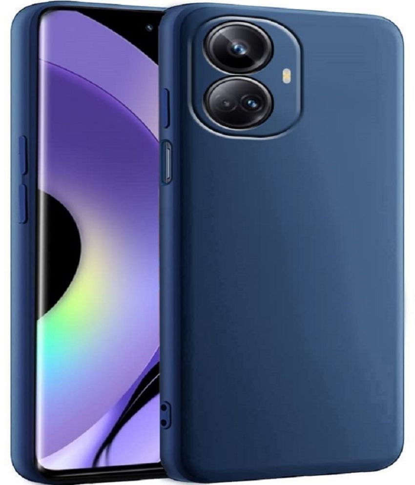     			ZAMN - Blue Silicon Plain Cases Compatible For Realme 10 Pro Plus 5G ( Pack of 1 )