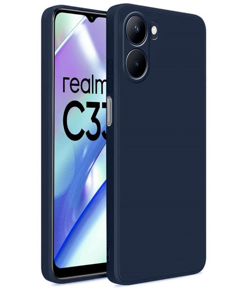     			ZAMN - Blue Silicon Plain Cases Compatible For Realme C33 ( Pack of 1 )
