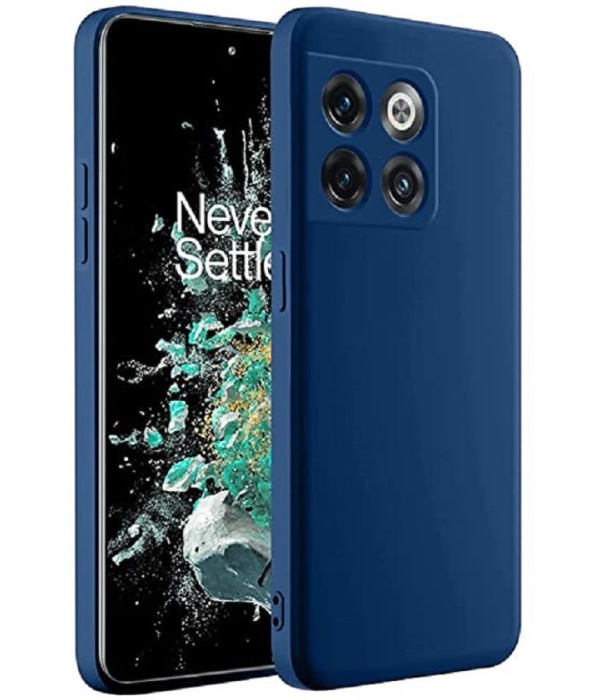     			ZAMN - Blue Silicon Plain Cases Compatible For Oneplus 10T 5G ( Pack of 1 )