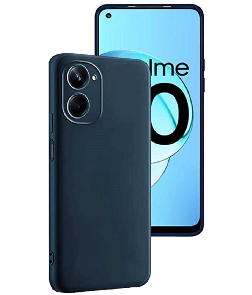     			ZAMN - Blue Silicon Plain Cases Compatible For REALME 10 4G ( Pack of 1 )