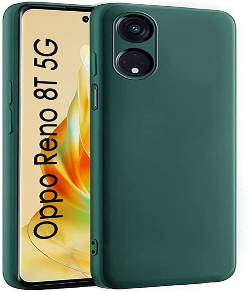     			ZAMN - Green Silicon Plain Cases Compatible For Oppo Reno 8T 5G ( Pack of 1 )