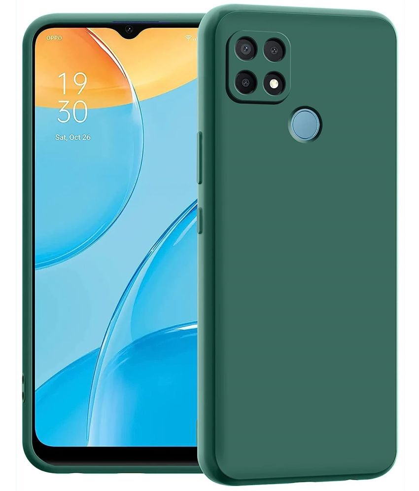     			ZAMN - Green Silicon Plain Cases Compatible For Oppo A15 ( Pack of 1 )