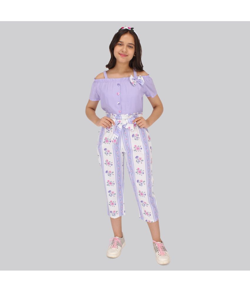     			Cutecumber Girls Georgette Jumpsuit For ( Pack of 1 , Purple )