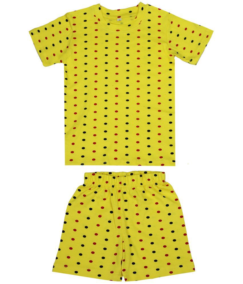     			Diaz - Yellow Cotton Boys T-Shirt & Shorts ( Pack of 1 )