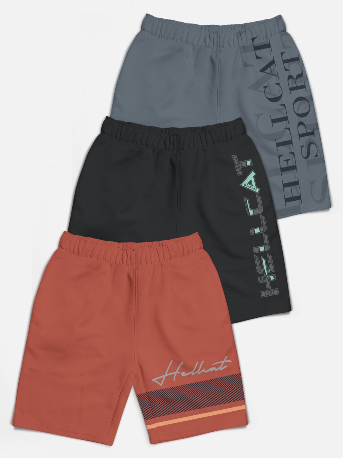     			HELLCAT - Multi Color Cotton Blend Boys Shorts ( Pack of 3 )