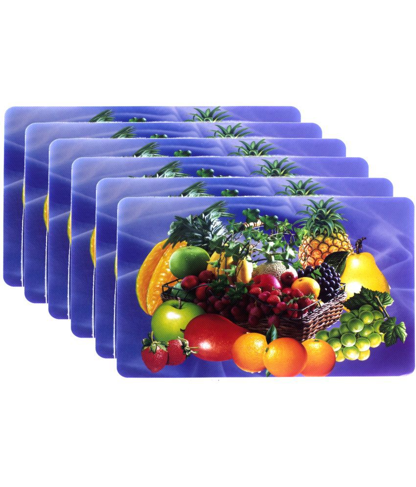     			HOMETALES PVC Abstract Printed Rectangle Table Mats (45 cm x 30 cm) Pack of 6 - Multi