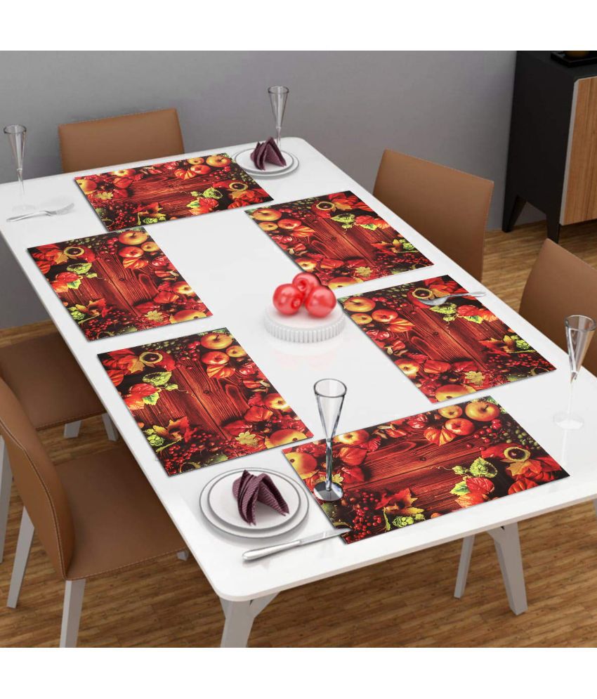     			PVC Abstract Rectangle Table Mats (45 cm x 30 cm) Pack of 6 - Multi