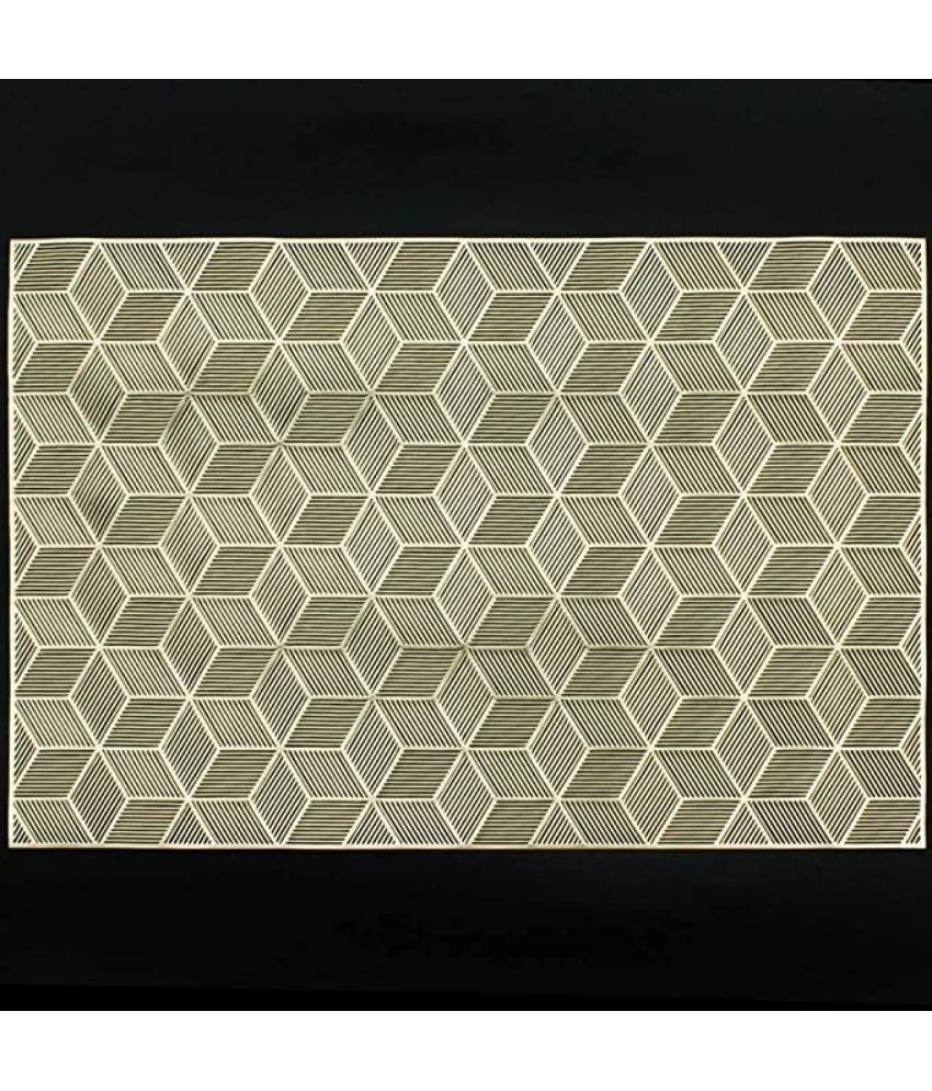     			HOMETALES PVC Geometric Rectangle Table Mats (45 cm x 30 cm) Pack of 2 - Gold