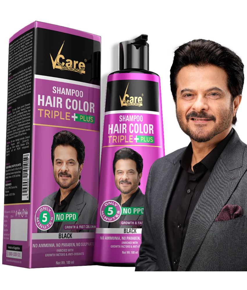     			VCare Shampoo Hair Colour Shampoo 180 ml Black for Men & Women, Only 5 Minute Hair Coloring Kit