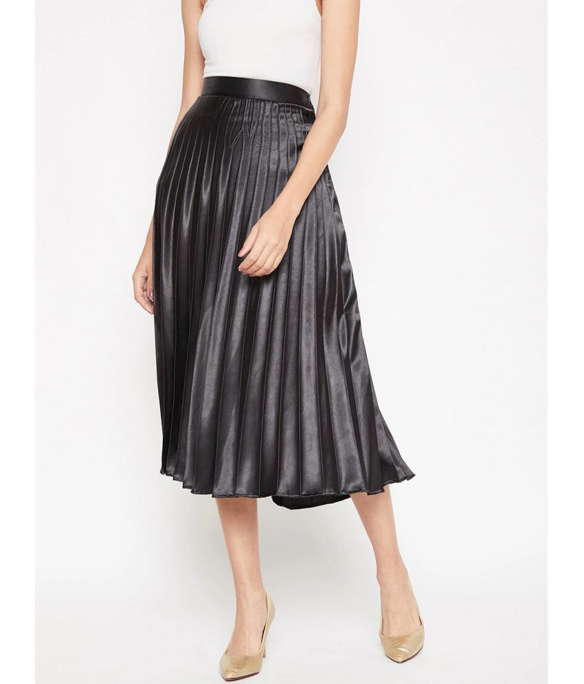     			KZULLY - Black Satin Women's Flared Skirt ( Pack of 1 )