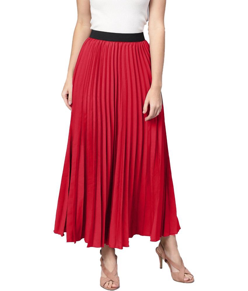     			KZULLY - Red Crepe Women's Flared Skirt ( Pack of 1 )