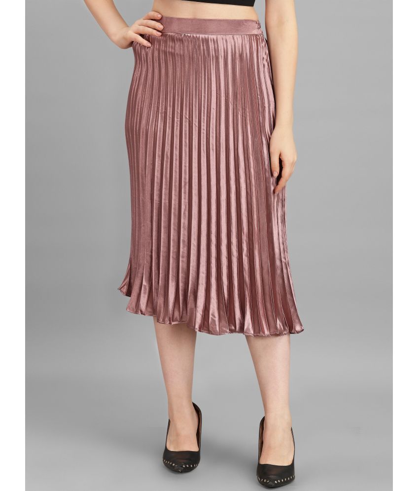     			KZULLY - Rose Gold Satin Women's Flared Skirt ( Pack of 1 )