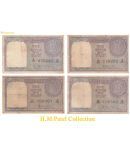 Numiscart - Set of 4 - 1 Rupee (1957) Signed by H.M Patel Republic India Collectible Rare 4 Notes Paper currency & Bank notes