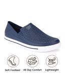 UrbanMark Men Comfortable Perforated Casual Slip-On Shoes - Navy