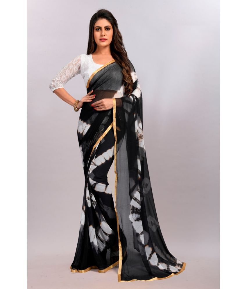     			Apnisha - Black Chiffon Saree With Blouse Piece ( Pack of 1 )