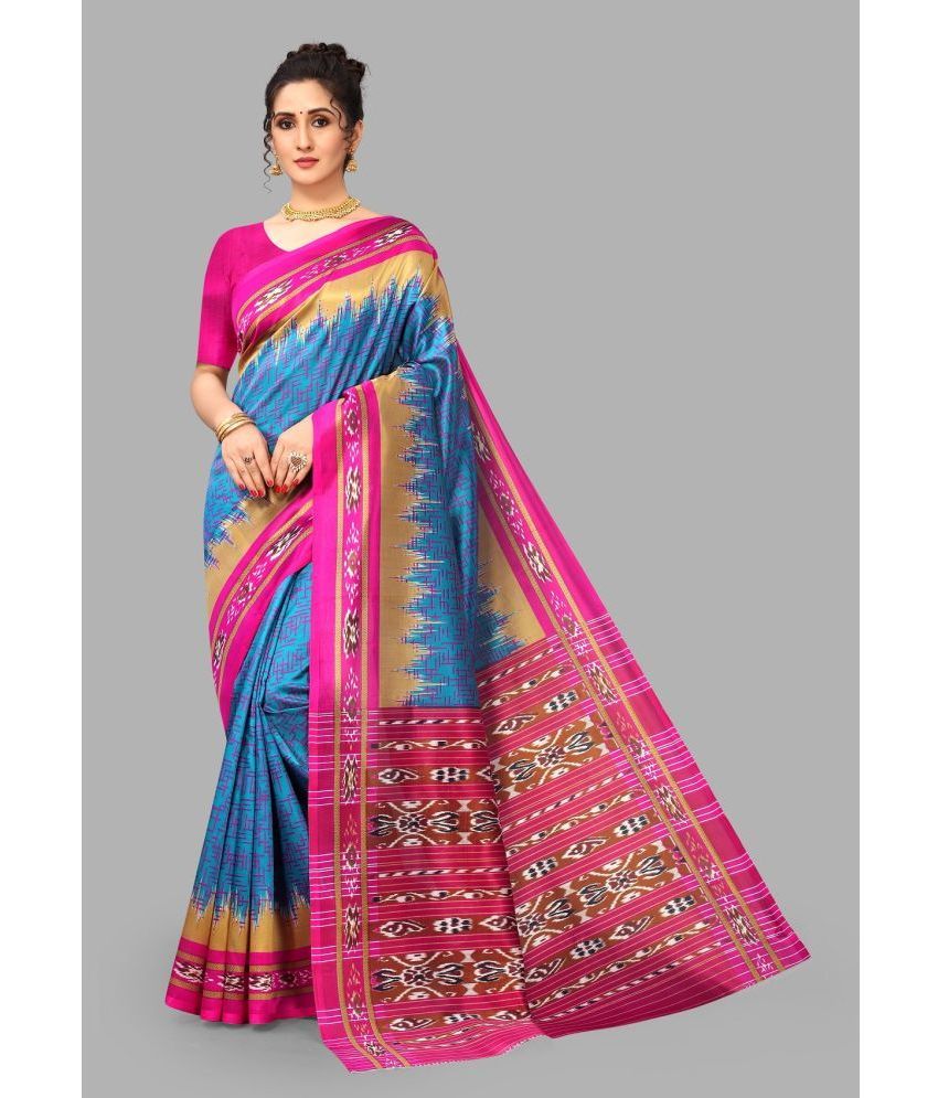     			Apnisha - Turquoise Art Silk Saree With Blouse Piece ( Pack of 1 )