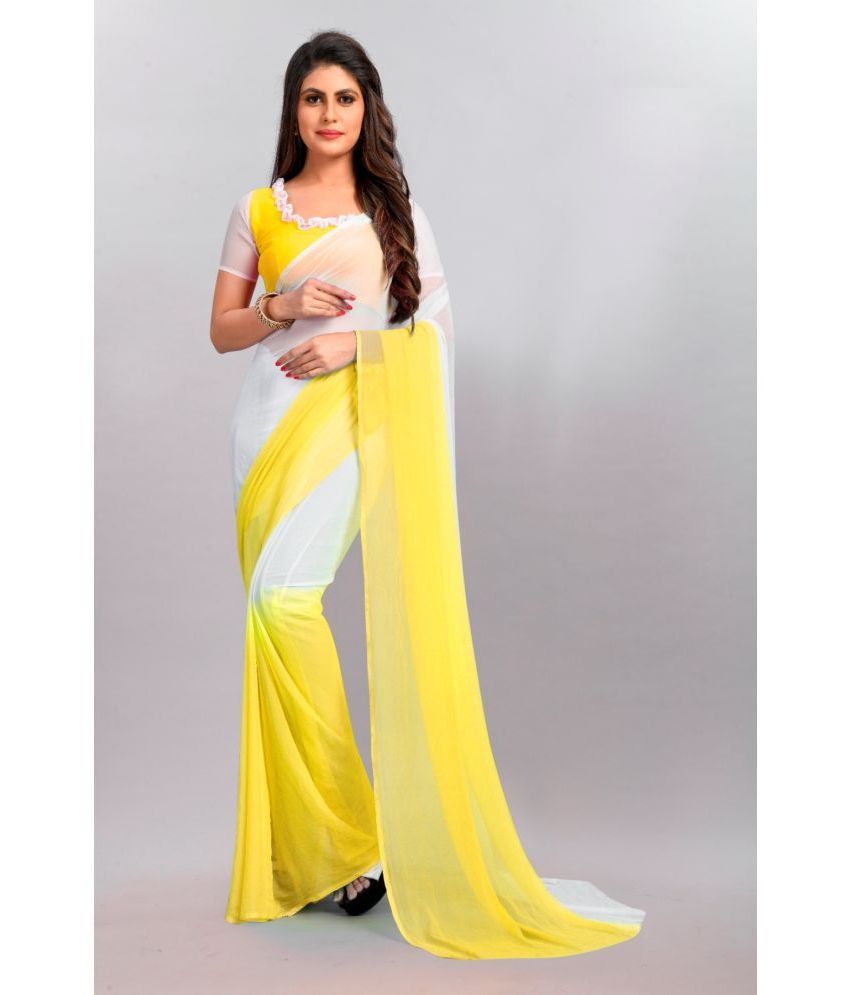     			Apnisha - Yellow Chiffon Saree With Blouse Piece ( Pack of 1 )