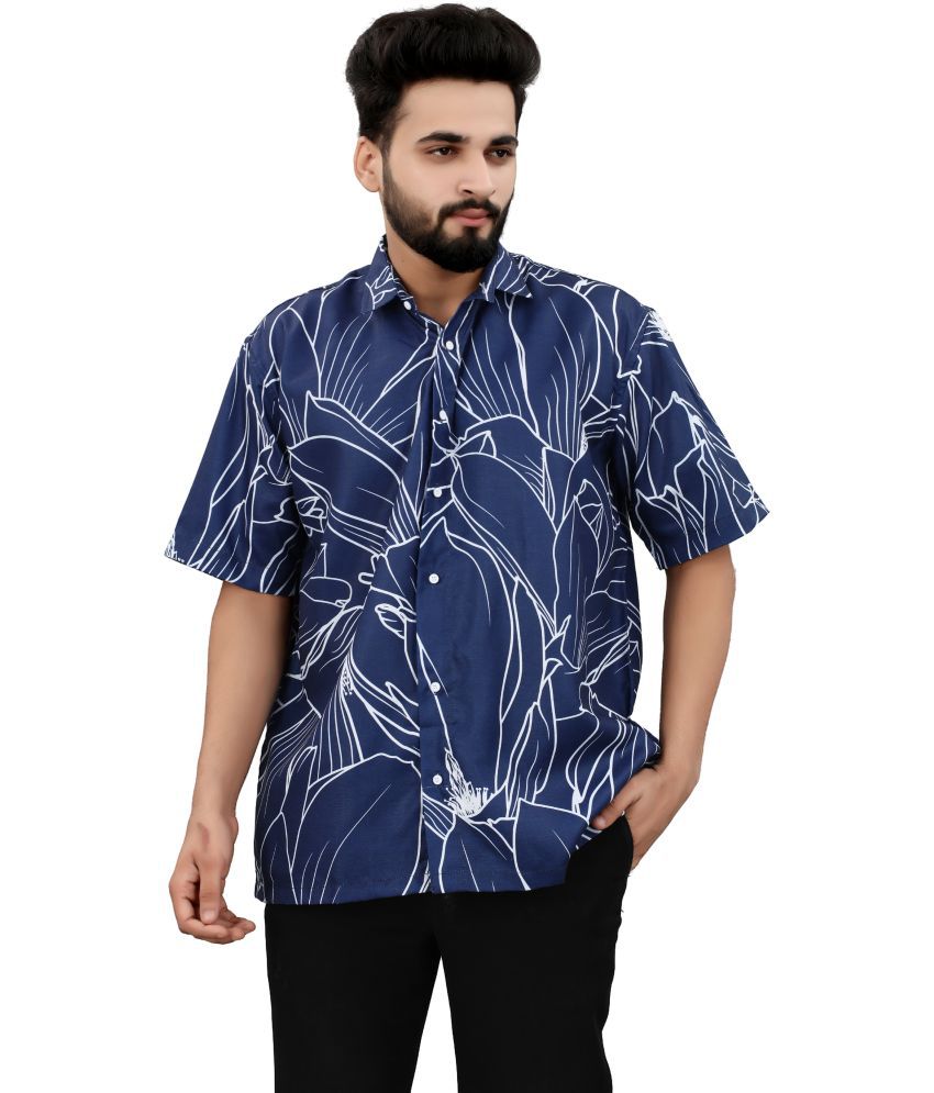     			BROWN BROTHERS - Navy Blue Cotton Blend Oversized Fit Men's Casual Shirt ( Pack of 1 )