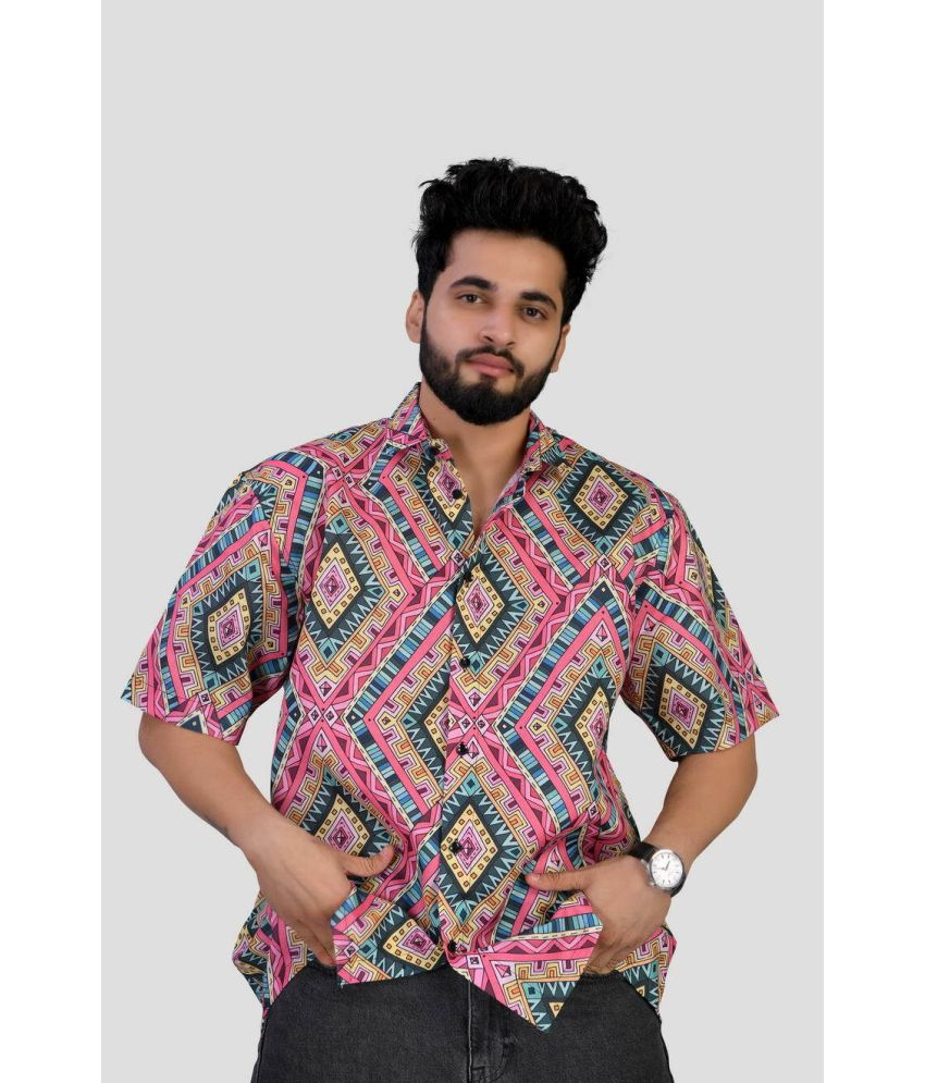     			BROWN BROTHERS - Pink Cotton Blend Oversized Fit Men's Casual Shirt ( Pack of 1 )