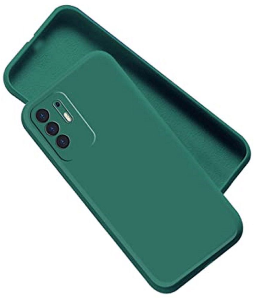     			Case Vault Covers - Green Silicon Plain Cases Compatible For Oppo F19 Pro ( Pack of 1 )