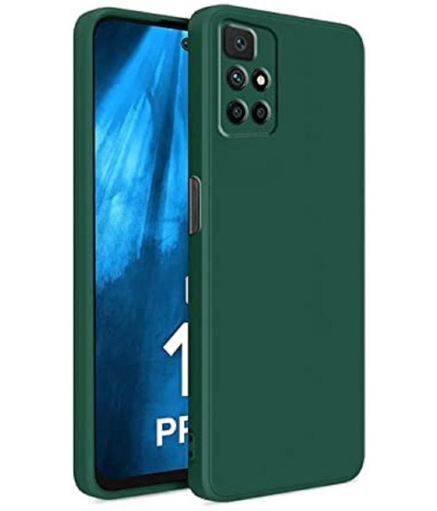     			Case Vault Covers - Green Silicon Plain Cases Compatible For redmi 10 prime ( Pack of 1 )