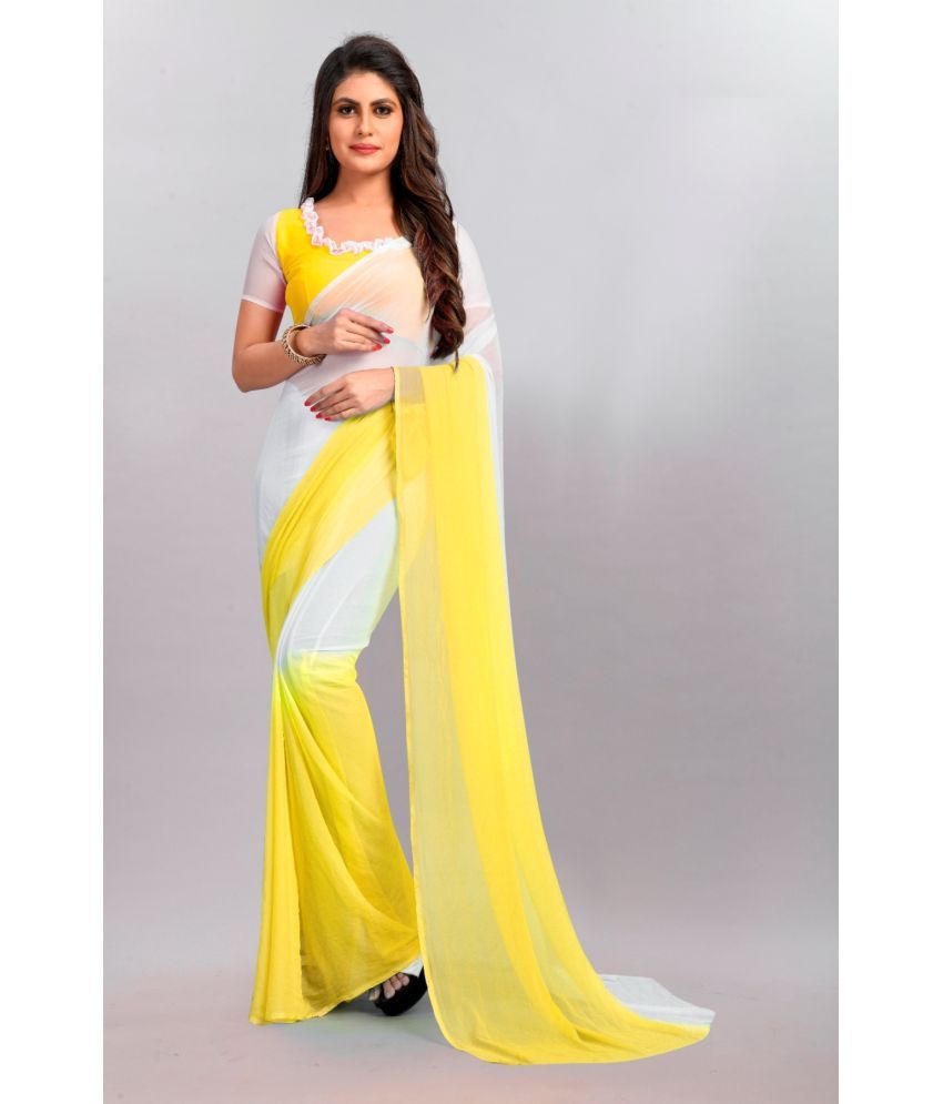     			JULEE - Yellow Chiffon Saree With Blouse Piece ( Pack of 1 )