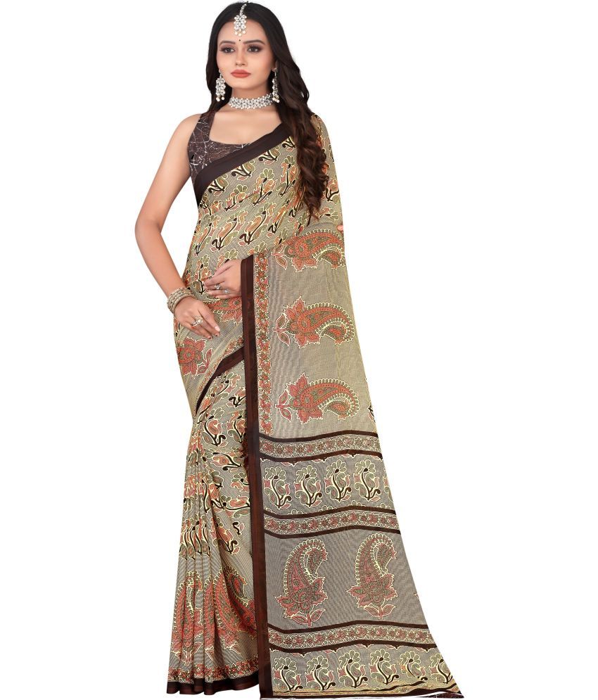     			LEELAVATI - Beige Georgette Saree With Blouse Piece ( Pack of 1 )