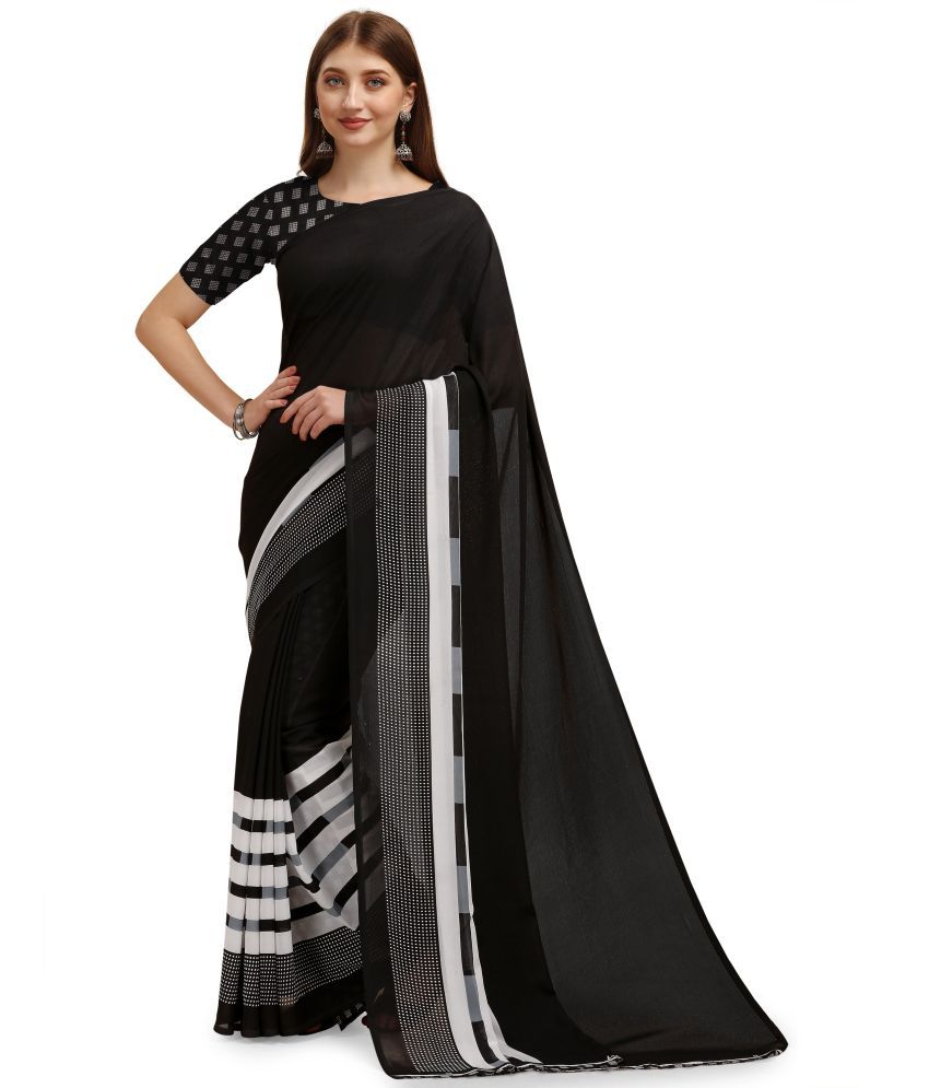     			LEELAVATI - Black Georgette Saree With Blouse Piece ( Pack of 1 )