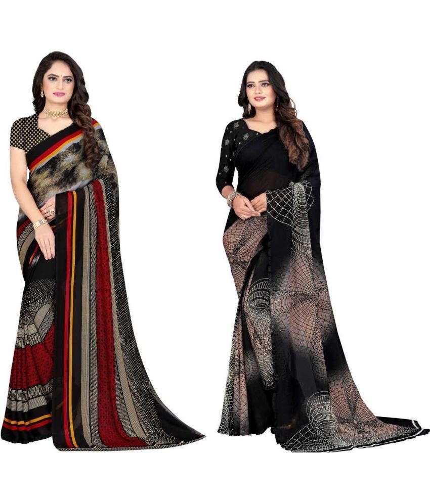     			LEELAVATI - Black Georgette Saree With Blouse Piece ( Pack of 2 )