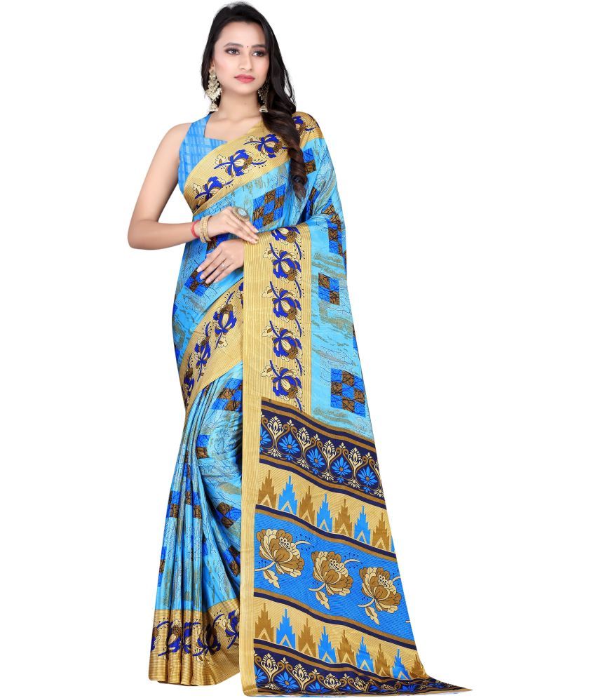     			LEELAVATI - Blue Crepe Saree With Blouse Piece ( Pack of 1 )