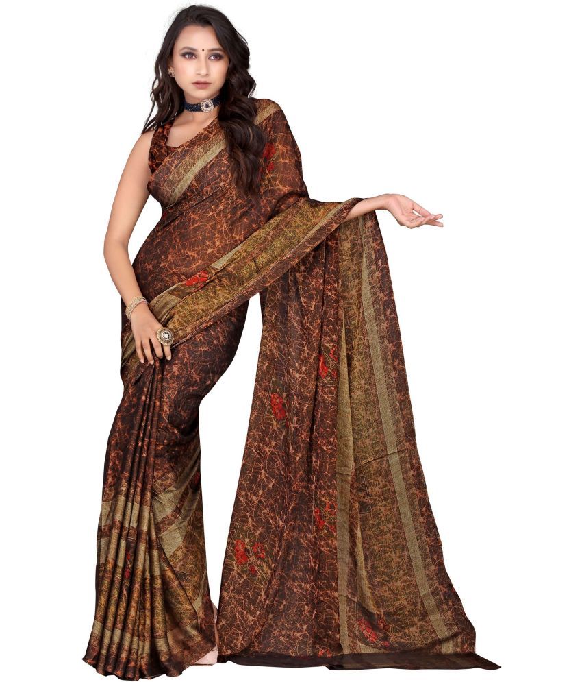     			LEELAVATI - Brown Chiffon Saree With Blouse Piece ( Pack of 1 )