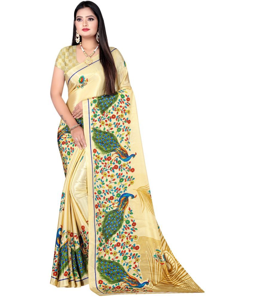     			LEELAVATI - Gold Crepe Saree With Blouse Piece ( Pack of 1 )