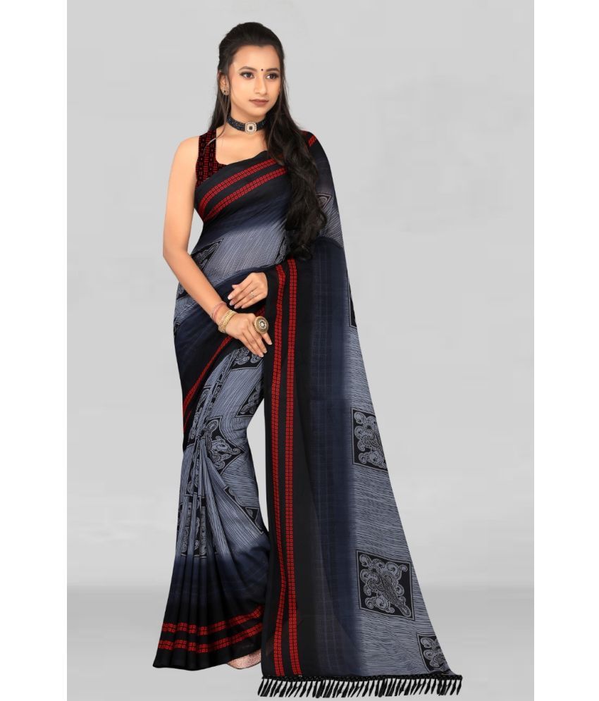     			LEELAVATI - Grey Georgette Saree With Blouse Piece ( Pack of 1 )